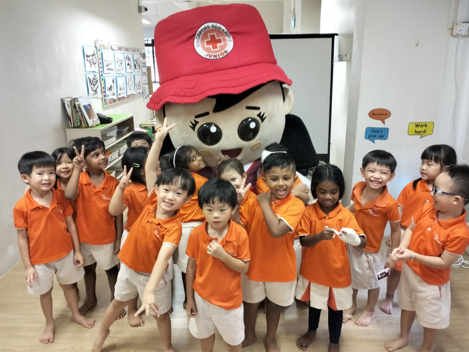 Singapore Junior Red Cross Mascot Visit and First Aid Awareness