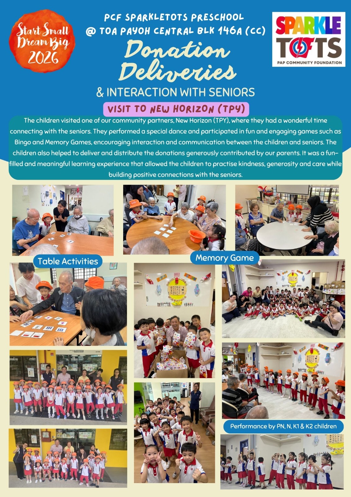 Start Small Dream Big - Donation Deliveries & Interaction With Seniors (New Horizon, TPY)