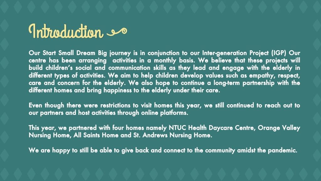 START SMALL DREAM BIG "CARING FOR ELDERLY" BY K2 Children of My First Skool @ Blk 698C Jurong West — photo 2