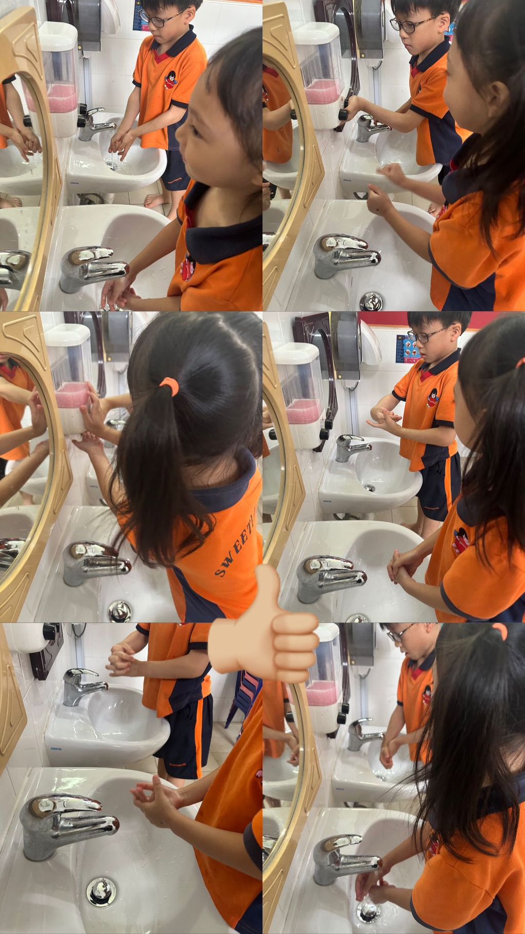 Water Conservation in the school. The children turn on the tap only when needed.