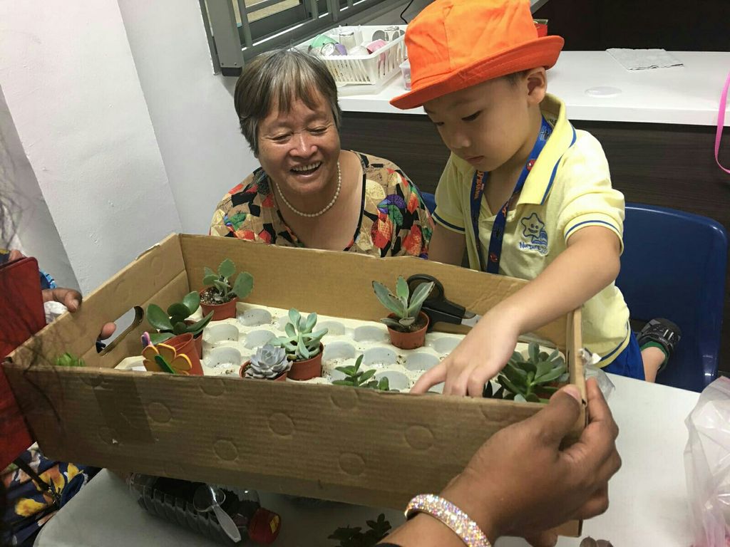 Intergenerational Bonding with the Seniors of MindCare Senior Activity Centre and NurtureStars Punggol through Terrarium Making! — photo 2