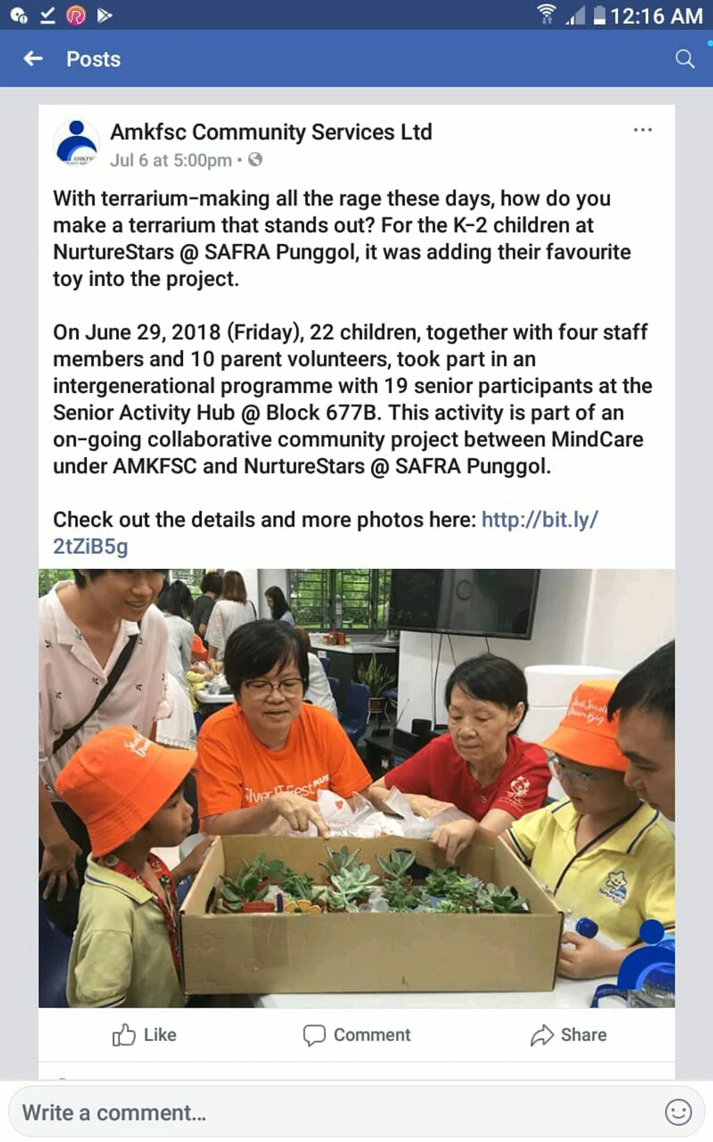 Intergenerational Bonding with the Seniors of MindCare Senior Activity Centre and NurtureStars Punggol through Terrarium Making! — photo 4