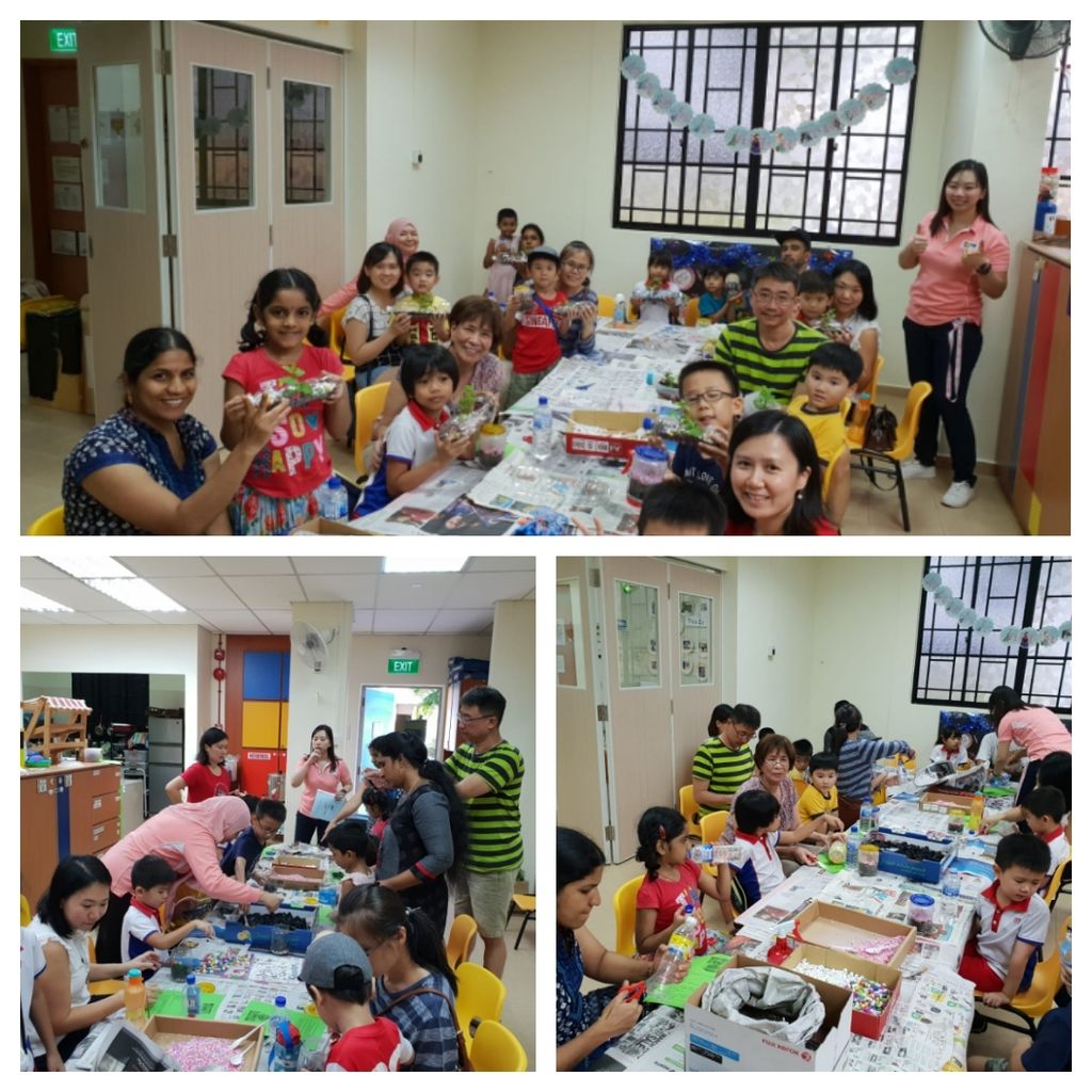 Terrarium making parent-child and teachers workshop using upcycling materials
