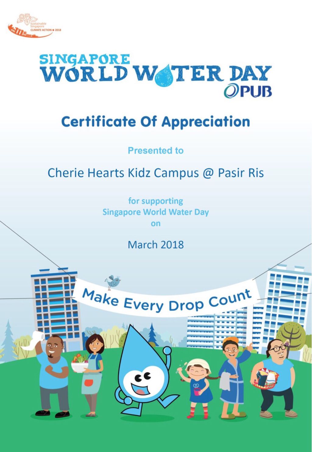 Cherie Hearts Kidz Campus @Pasir Ris Elias Mall - Event : “Singapore World Water Day 2018 (SWWD 2018)” in March 2018 — photo 1