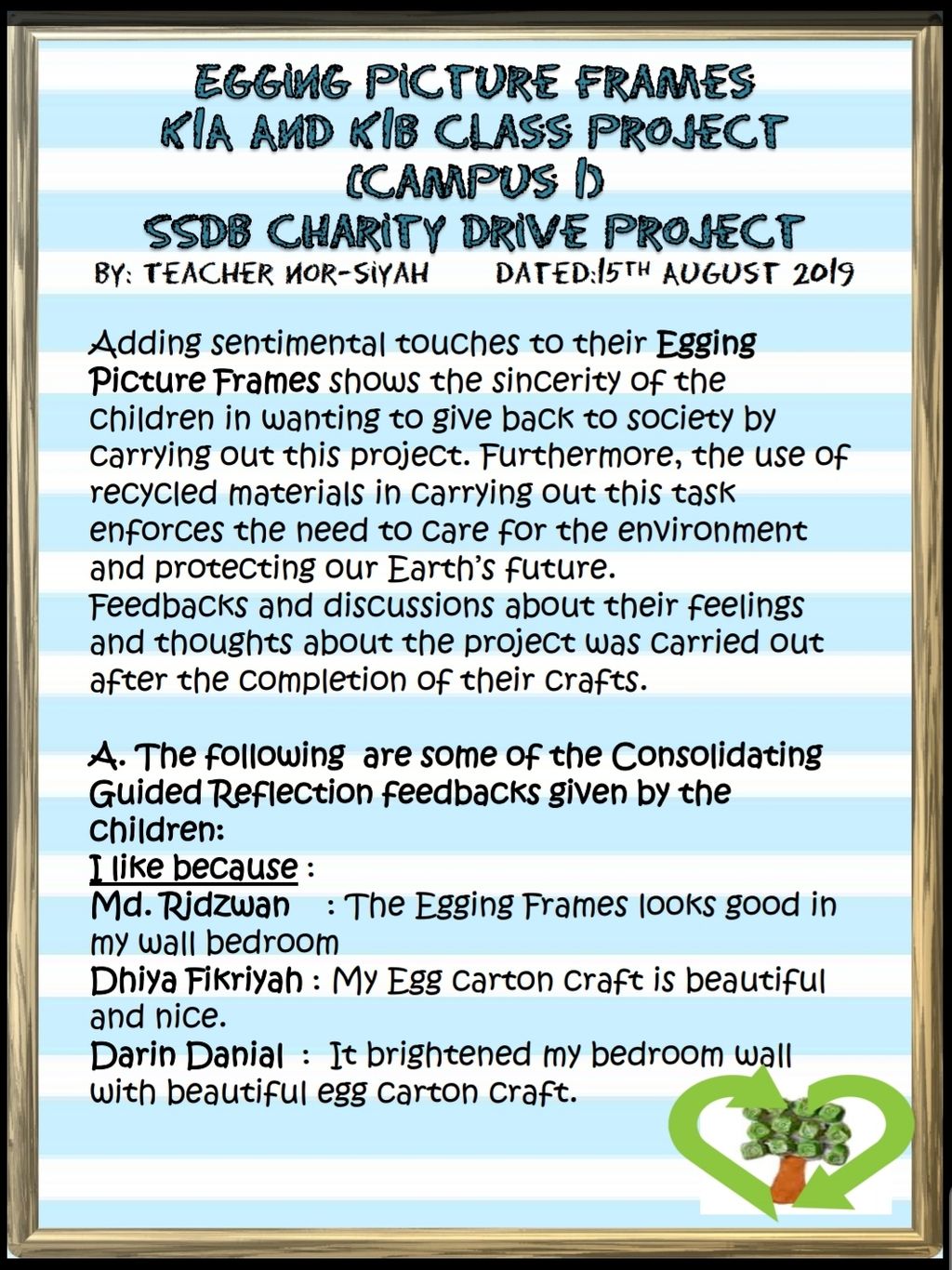 Egging Picture Frames-K1B (Campus 1) Charity Drive Project